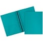 JAM Paper Plastic POP 2-Pocket  Folders with Metal Prong Fastener, Teal Blue, 6/Pack (382ECteu)