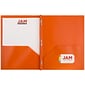 JAM Paper POP 2-Pocket Plastic Folders with Fastener, Orange, 6/Carton (382ECORD)