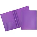 JAM Paper POP 2-Pocket Plastic Folders with Fastener, Purple, 6/Pack (382ECpu)