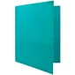 JAM Paper POP 2-Pocket Plastic Folders with Fastener, Teal Blue, 6/Pack (382ECteu)