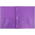 JAM Paper Plastic POP 2-Pocket  Folders with Metal Prong Fastener, Purple, 6/Pack (382ECpu)