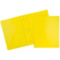 JAM Paper POP 2 Pocket Plastic Folders with Fastener, Yellow, 6/Pack (382ECYED)