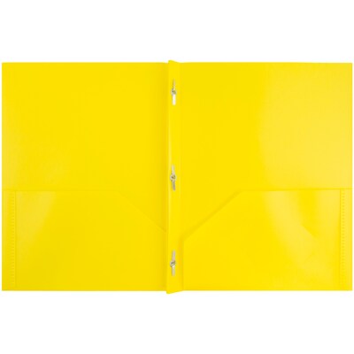 JAM Paper POP 2 Pocket Plastic Folders with Fastener, Yellow, 6/Pack (382ECYED)