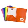 JAM Paper Plastic Two-Pocket School Folders with Fastener Clasps, Assorted Primary Colors, 6/Pack (3