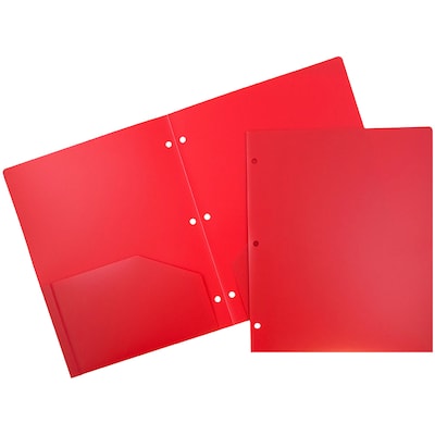 JAM Paper Heavy Duty 2-Pocket Presentation Folders, Red, 6/Pack (383HHPreb)