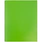 JAM Paper POP 2-Pocket Plastic Folders with Fastener, Lime Green, 6/Pack (382ECligr)