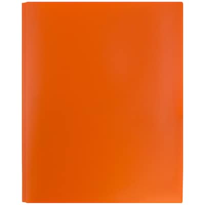 JAM Paper POP 2-Pocket Plastic Folders with Fastener, Orange, 6/Carton (382ECORD)