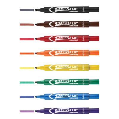 Avery Marks-A-Lot Permanent Markers, Chisel Tip, Assorted, Dozen (24800)