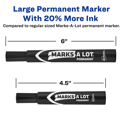 Avery Marks-A-Lot Permanent Marker, Chisel Tip, Black (08888)