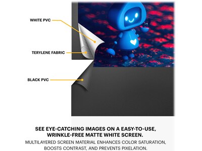 Kodak 80" Portable Manual Floor Projector Screen, Matte White/Black (RODPJSPFU80)