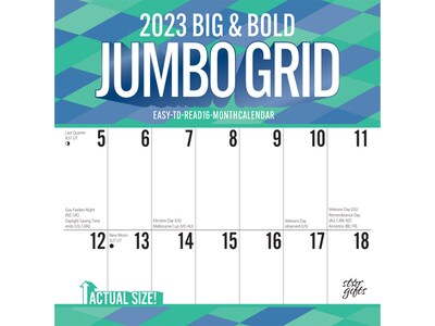 2023 BrownTrout Big and Bold Jumbo Grid 12 x 12 Monthly Wall Calendar (9781975453435)