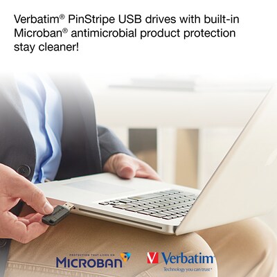 Verbatim PinStripe 32GB USB 2.0 Flash Drive,Blue/Green, 2/Pack (99814)