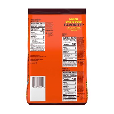 Reeses Snack Size Assorted Milk Chocolate Peanut Butter Variety Bag, 28.05 oz. (HEC40060)