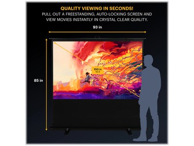 Kodak 100 Portable Manual Floor Projector Screen, Matte White/Black (RODPJSPFU100)