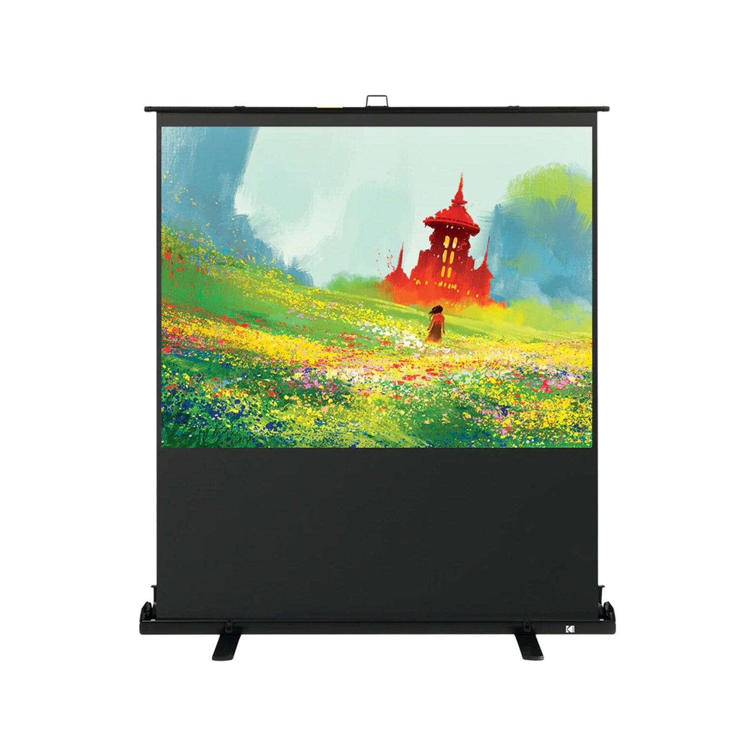 Kodak 60 Portable Manual Floor Projector Screen, Matte White/Black (RODPJSPFU60)