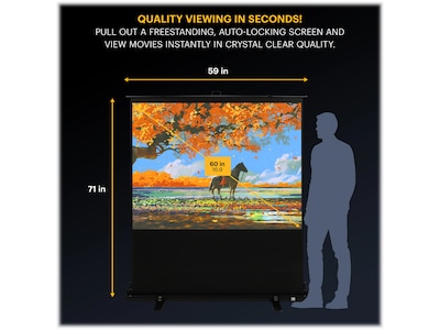 Kodak 60 Portable Manual Floor Projector Screen, Matte White/Black (RODPJSPFU60)