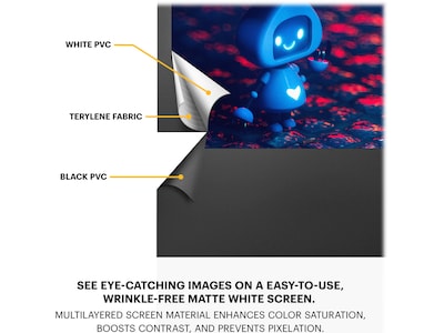 Kodak 60" Portable Manual Floor Projector Screen, Matte White/Black (RODPJSPFU60)