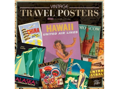 2023 BrownTrout Vintage Travel Posters 12 x 12 Monthly Wall Calendar (9781975456481)