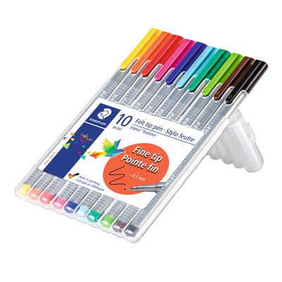 Staedtler triplus Fineliner 334 Felt Pens, Super Fine Point, Assorted Ink, 10 Pack (334 SB10US)