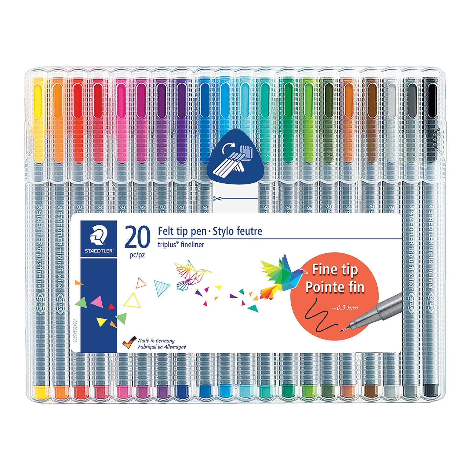 Staedtler triplus Felt Pens, Super Fine Point, Assorted Ink, 20/Pack (334 SB20)