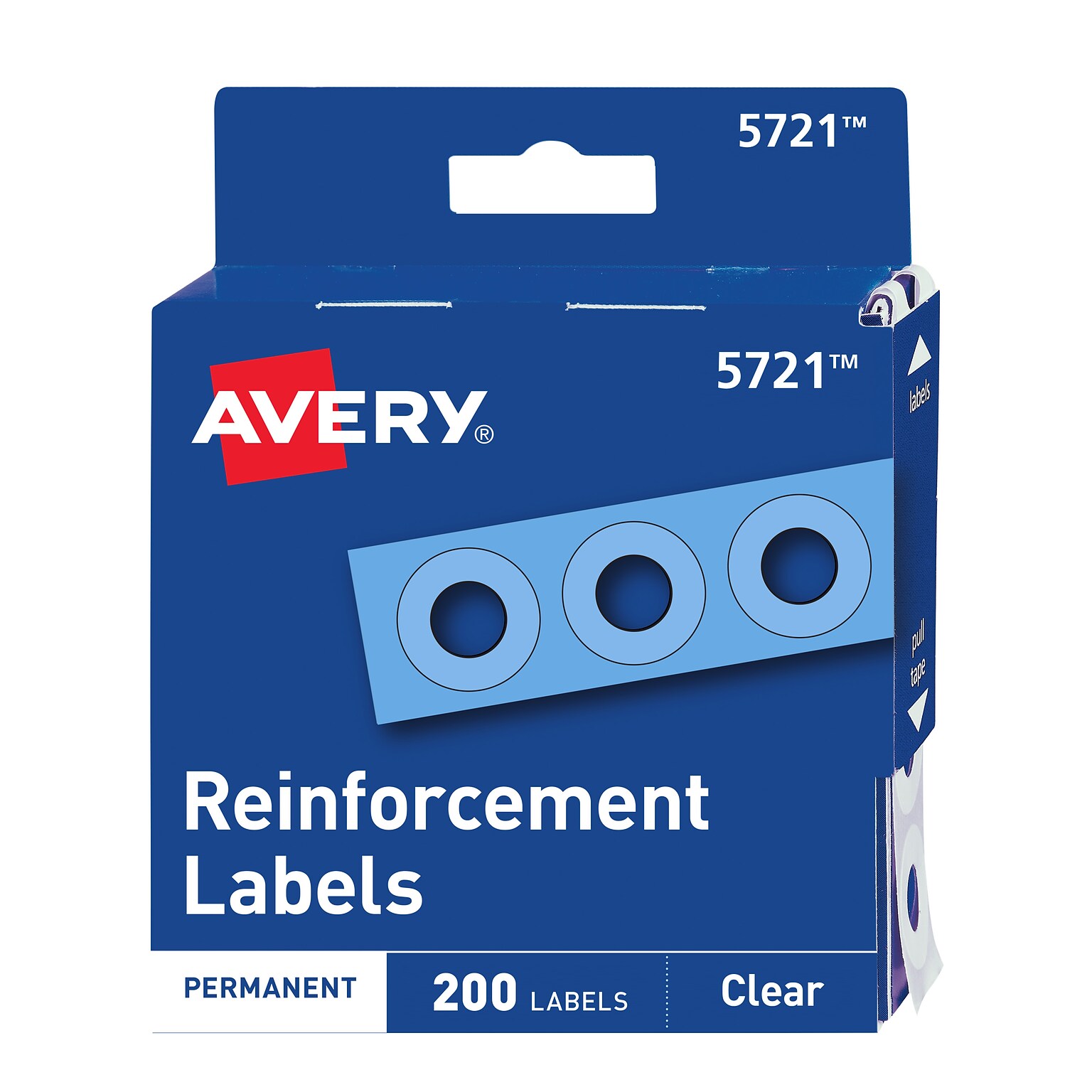 Avery Self-Adhesive Plastic Reinforcement Labels, Clear, 200/Pack (5721)