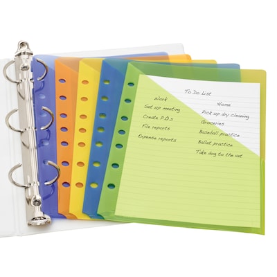 Avery Mini Binder Pockets for 5 1/2" x 8 1/2" Paper, Assorted Colors, 5/Pack (75307)