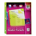 Avery Corner Lock 3 Pocket Plastic Binder Pocket, 9 1/4 x 11 1/4, Multicolor, 3/Pack (75310)