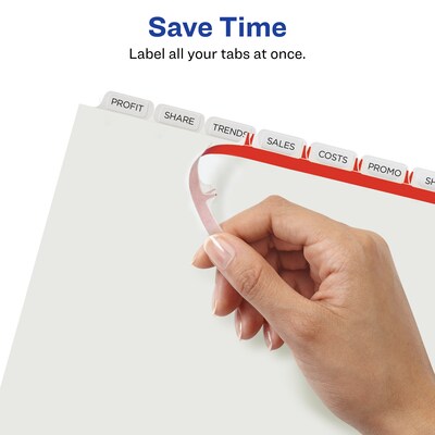 Avery Index Maker Print & Apply Label Paper Dividers for Copiers, 8 Tabs, White, 5 Sets/Pack (11422)