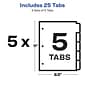 Avery Index Maker Print & Apply Label Paper Dividers for Copiers, 5 Tabs, White, 5 Sets/Pack (11421)