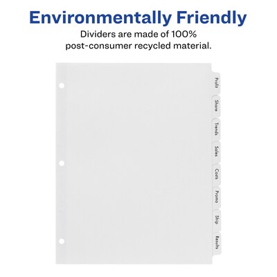 Avery Index Maker EcoFriendly Paper Dividers with Print & Apply Label Sheets, 8 Tab, White, 5 Sets/Pack (11581)