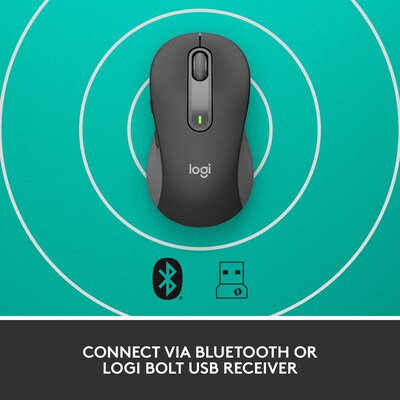 Logitech Signature M650 for Business Wireless Ergonomic Optical Mouse, Graphite (910-006272)