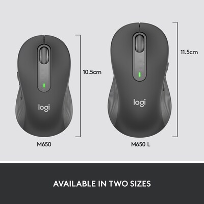Logitech Signature M650 for Business Wireless Ergonomic Optical Mouse, Graphite (910-006272)