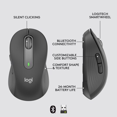 Logitech Signature M650 for Business Wireless Optical Mouse, Graphite (910-006272)