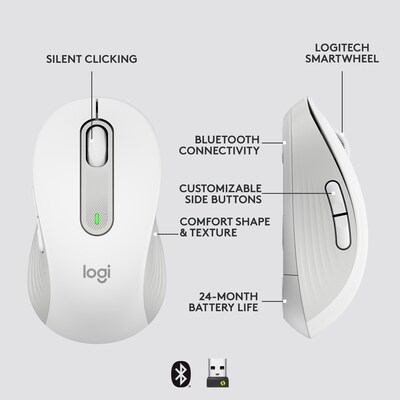 Logitech Signature M650 for Business Wireless Optical Mouse, Off-White (910-006273)