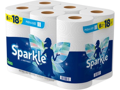 Sparkle Pick-a-Size with Thirst Pockets Paper Towels, 2-ply, 165 Sheets/Roll, 6 Rolls/Pack (22269501