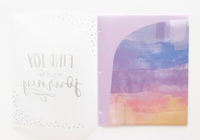 Carolina Pad Silver Lining Glossy 3-Hole Punched 6-Pocket Folder, Multicolor (93002)
