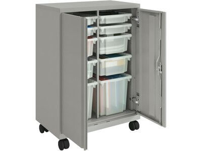 HON SmartLink Metal Mobile Storage Cabinet with Bins, 42.32 x 30 x 18, Platinum Metallic (HLVMSC4