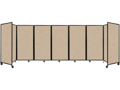 Versare The Room Divider 360 Freestanding Mobile Partition, 72H x 234W, Beige Fabric (1172701)