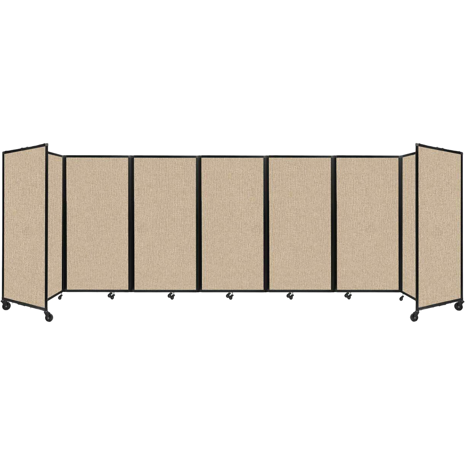 Versare The Room Divider 360 Freestanding Mobile Partition, 72H x 234W, Beige Fabric (1172701)