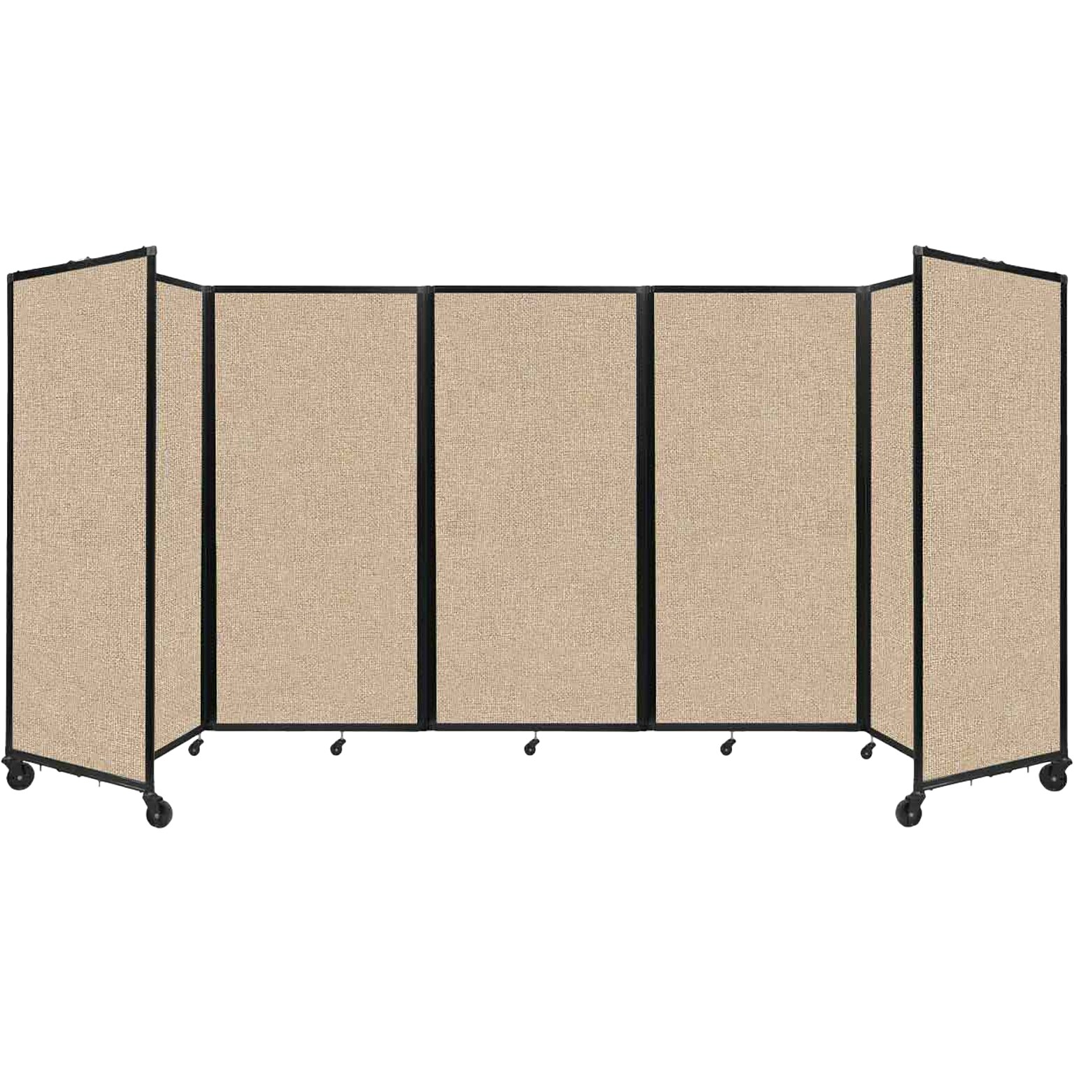 Versare The Room Divider 360 Freestanding Mobile Partition, 72H x 168W, Beige Fabric (1172501)