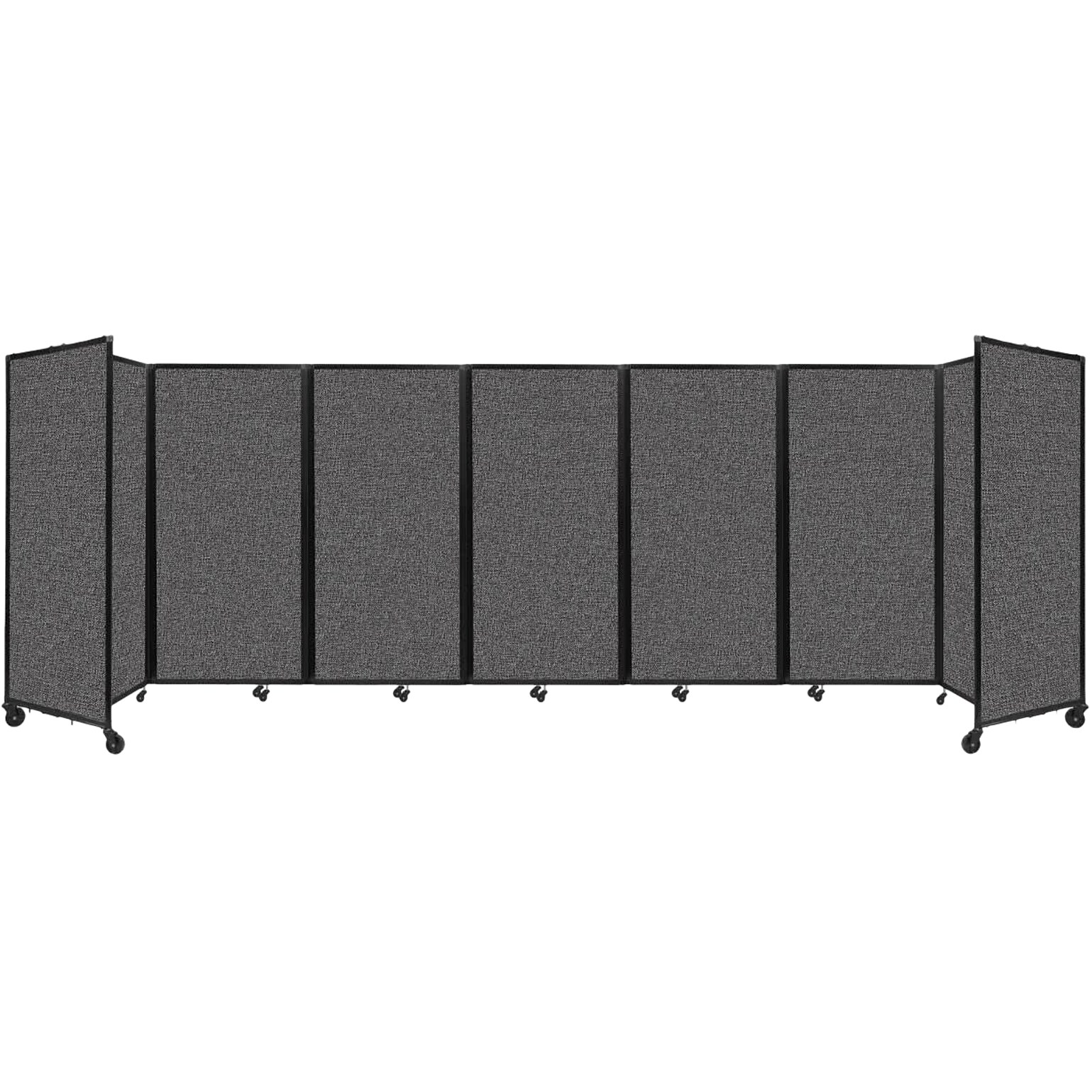 Versare The Room Divider 360 Freestanding Mobile Partition, 72H x 234W, Charcoal Gray Fabric (1172707)