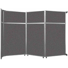 Versare Operable Wall Clamp Mount Folding Room Divider, 101.25H x 141W, Charcoal Gray Fabric (1070