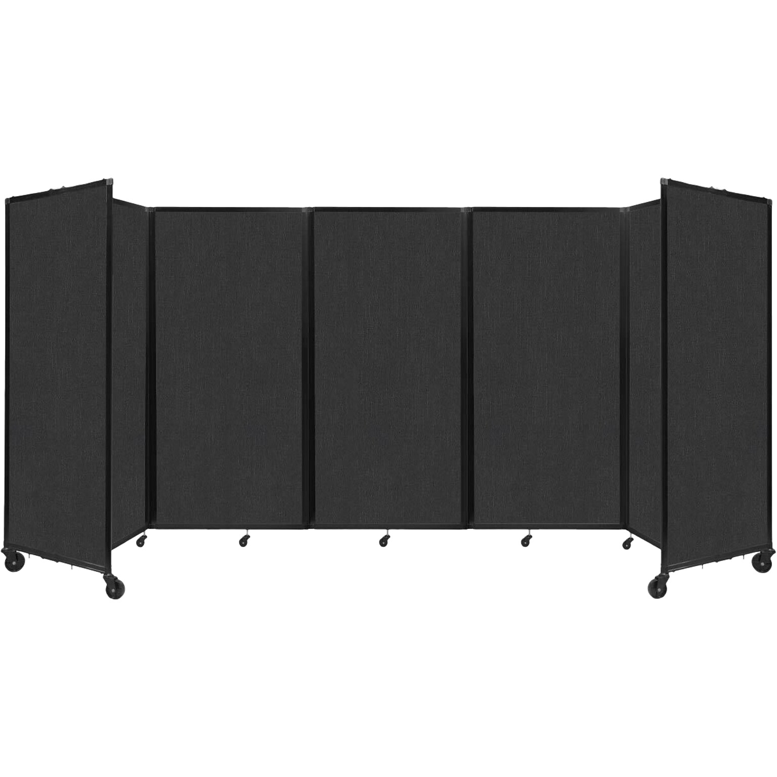 Versare The Room Divider 360 Freestanding Mobile Partition, 72H x 168W, Black Fabric (1172502)