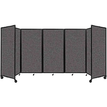 Versare The Room Divider 360 Freestanding Mobile Partition, 72H x 168W, Charcoal Gray Fabric (1172