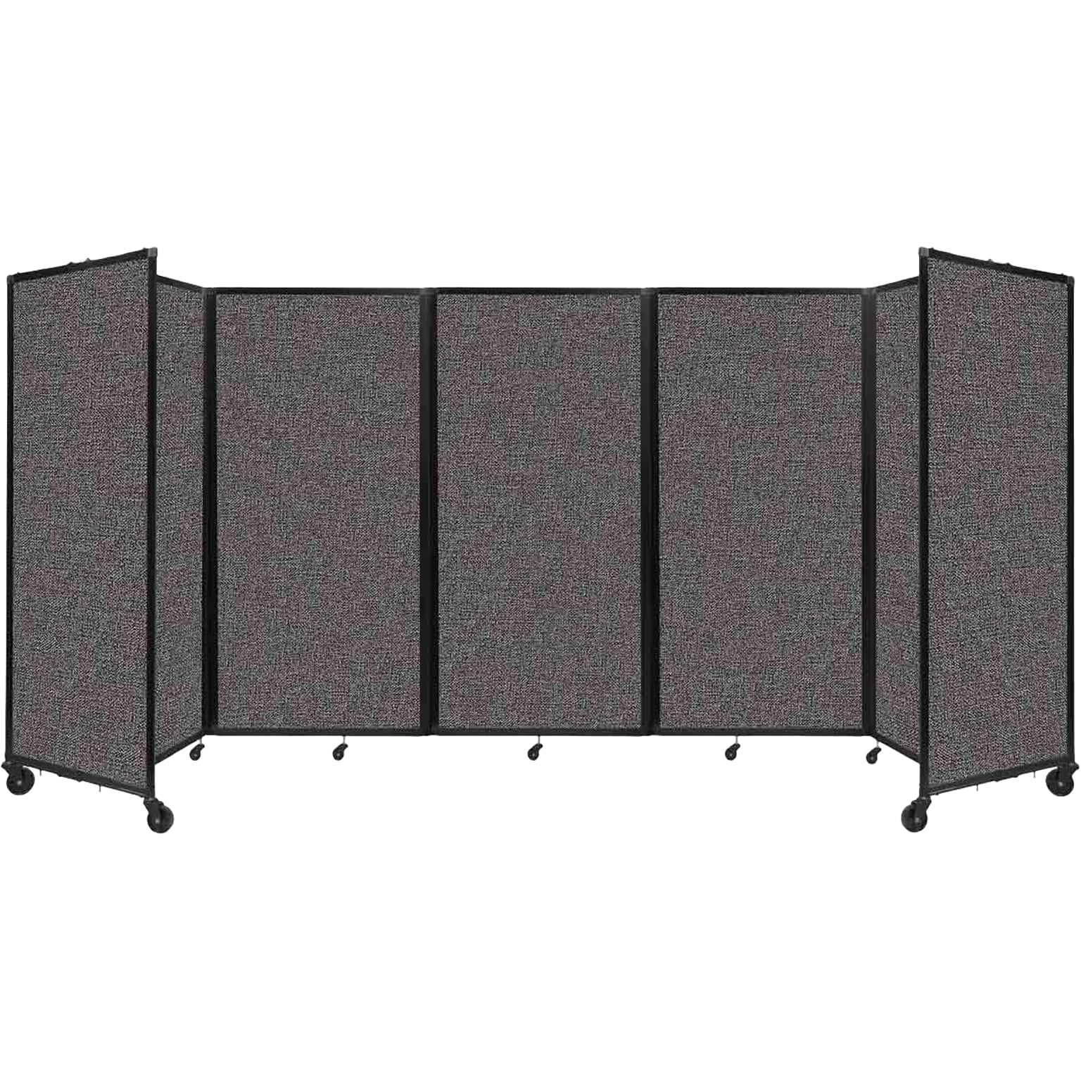 Versare The Room Divider 360 Freestanding Mobile Partition, 72H x 168W, Charcoal Gray Fabric (1172507)