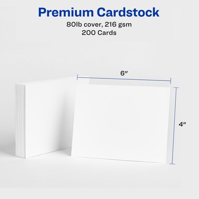 Avery® 4" x 6" Laser Postcards, Heavy Card Stock, White, 100/Box (05389)