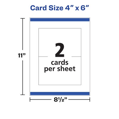 Avery® 4" x 6" Laser Postcards, Heavy Card Stock, White, 100/Box (05389)