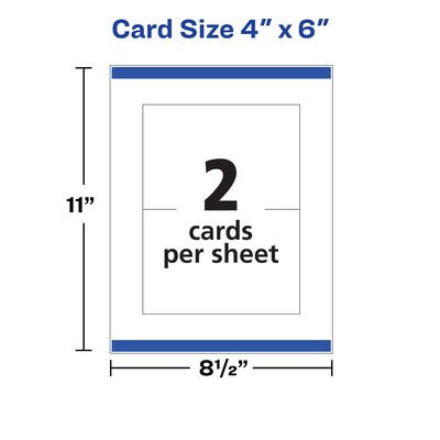 Avery® 4 x 6 Laser Postcards, Heavy Card Stock, White, 100/Box