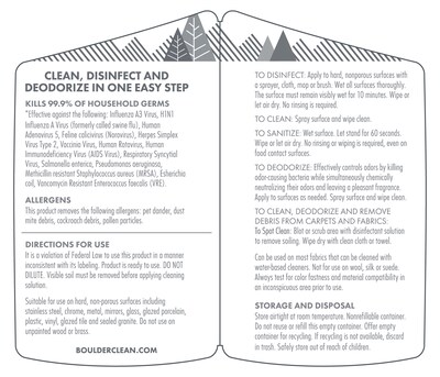 Boulder Clean Disinfecting Cleaner, Lemon Scent, 28 Oz. (003007)