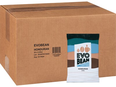 Evo Bean Honduran Ground Coffee, Frac Pack, 2.25 Oz., 24/Carton (68802)